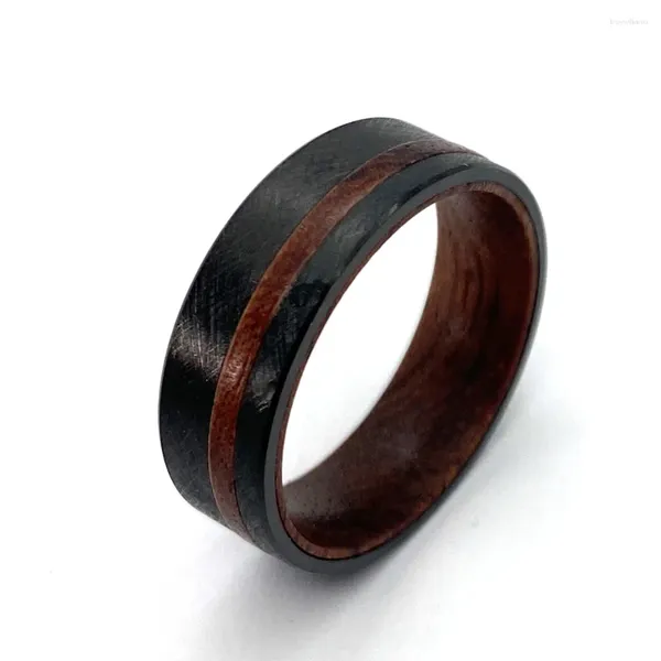 Hochzeit Ringe Großhandel 8mm Koa Holz Inlay Schwarz Masse Gebürstet Wolfram Ring Für Männer Frauen Mode Verlobung Band