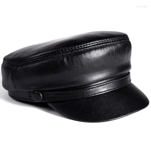 Ball Caps RY0101 Marka 2024 İlkbahar/Kış Unisex 54-60 cm Balck Orijinal Deri Rüzgar Geçirmez Beyzbol Adamı/Kadın Duckbill Gorras