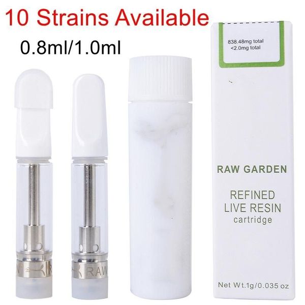 Carrinhos de vidro de jardim cru atomizadores cartuchos de bobina de cerâmica 0,8ml 1,0ml vazio 510 thread cartucho de óleo grosso com vaporizador de embalagem