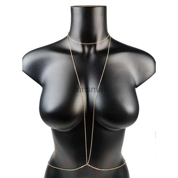 Outros conjuntos de jóias moda corpo corrente cintura corrente sexy corpo jóias simples colares barriga corrente para mulheres bikini vestido acessórios casal presente yq240204