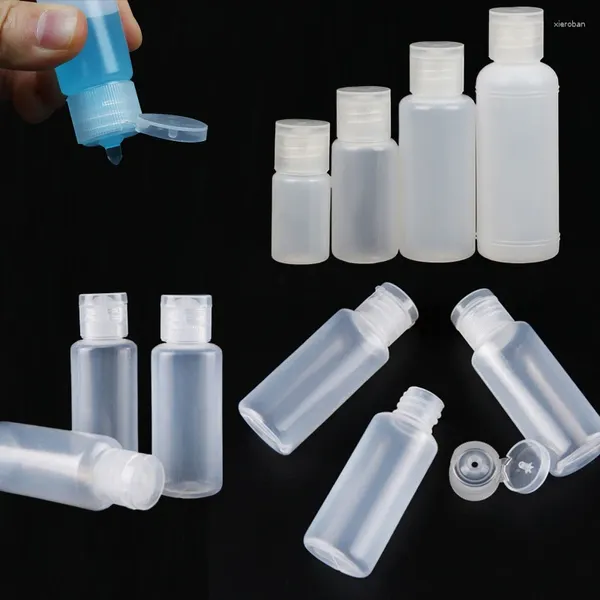 Bottiglie di stoccaggio 30 pezzi 10/20/30/50ml contenitori portatili vuoti in plastica PE comprimibili con tappo a vibrazione per crema liquida shampoo lozione balsamo