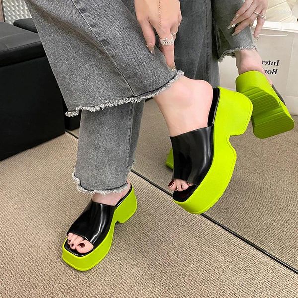 Slifors Donne Piattaforma High Heels Korean femmina Scarpe di punta dei piedi Cedre sandali 2024 Slide di moda estiva pompe Zapatos