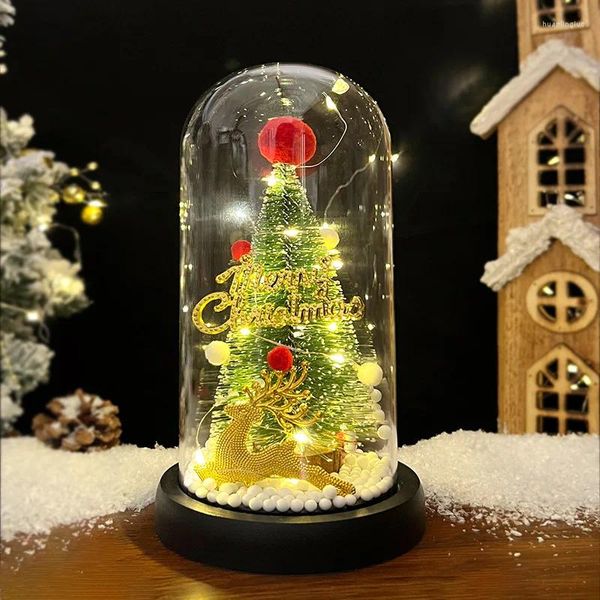 Decorazioni natalizie Albero artificiale con luce a LED nella cupola Decorazione di Babbo Natale per la casa Regali di Natale 2024 Forniture per bomboniere