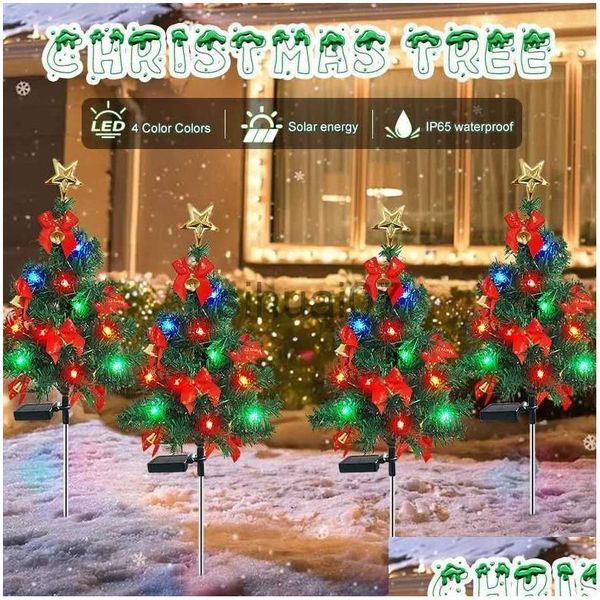 Decorazioni natalizie 24 luci solari per alberi a LED per esterni impermeabili Pali da giardino per prati e decorazioni per strade e cortili Navigazione Drop Dhaqq