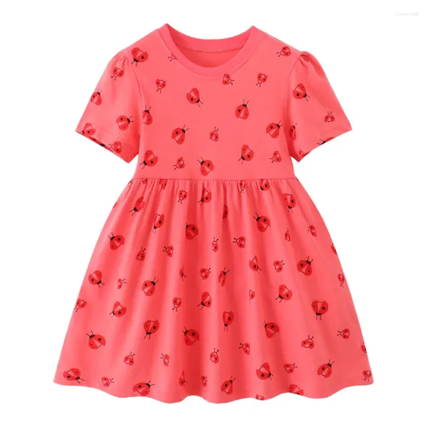 Abiti per ragazze Metri da salto 2-7T Coccinella Estate Principessa Ragazze Manica corta Abbigliamento per bambini Compleanno Bambino Abiti per bambini