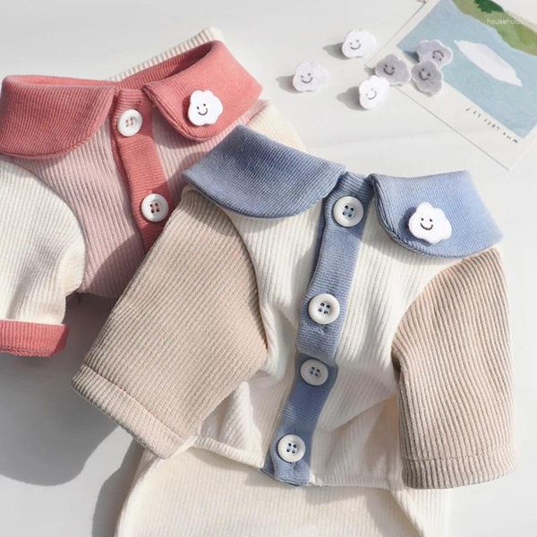 Abbigliamento per cani Camicia con fondo sottile Cute Cloud Pet Schnauzer Corgi Cat Abbigliamento Cappotto con bottoni aperti con risvolto Abiti firmati