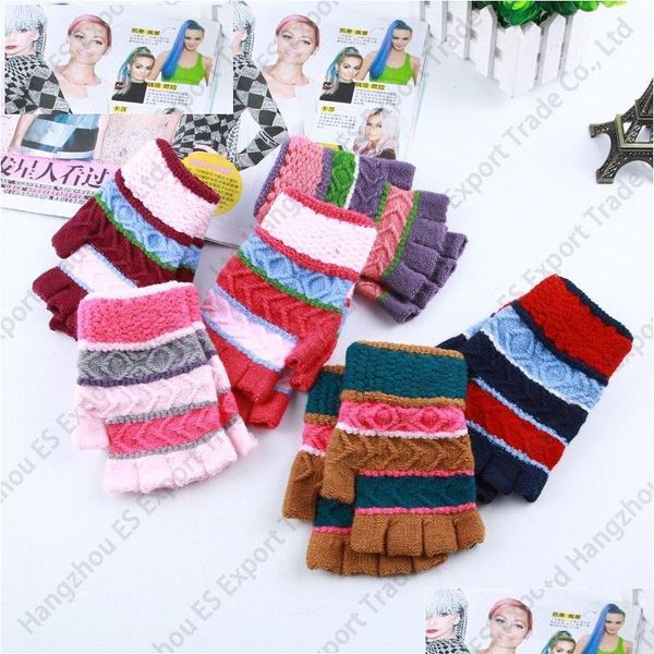 Fingerlose Handschuhe Winter Adt Cloghet Handschuhe Colorf Stripe Gestrickte Fingerlose Handschuhe 6 Farben Großhandel Fäustlinge Drop Lieferung Mode Ac Dhabw