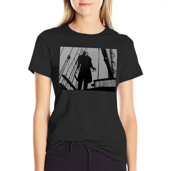 Polos femininos Nosferatu Vintage Camiseta Hippie Roupas Camisetas engraçadas para mulheres Camisetas gráficas