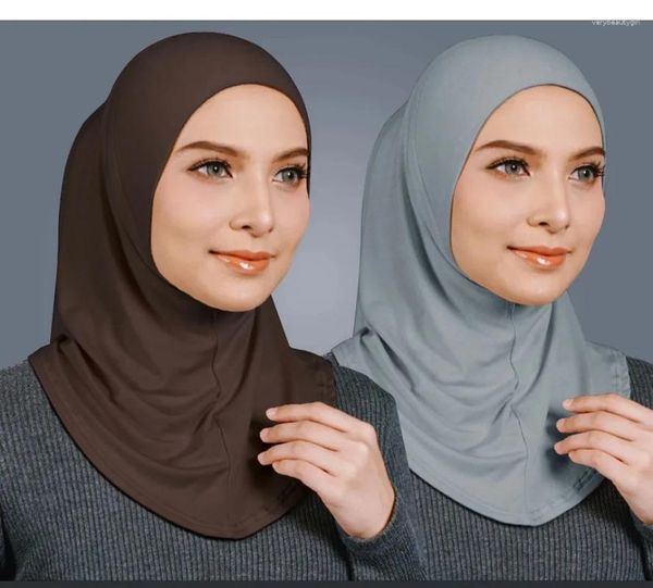 Ethnische Kleidung, dehnbar, einfarbig, für Damen, Instant-Hijab, Sport, muslimische Kopfkappe, einfach zu tragende Unterkappe, freie Größe, gute Qualität