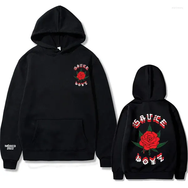 Hoodies masculinos EUA Rapper Eladio Carrion Imprimir Hoodie Rosa Flor Gráficos Homens Mulheres Molho Boyz Álbum de Música Moletom Mens Streetwear