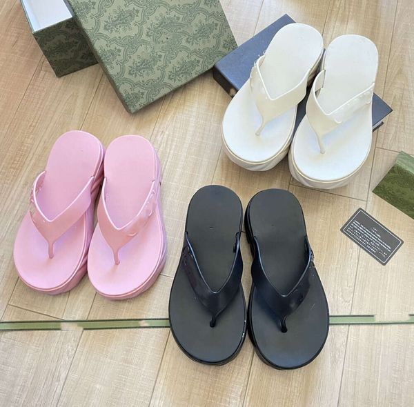 G Sandallar Kadınlar birbirine Kalan G Çift Platform Sandale Kayma Sandal Köpük Kauçuk Tasarımcı Slaytlar Kalın Alt Alt 5cm Flip Flop