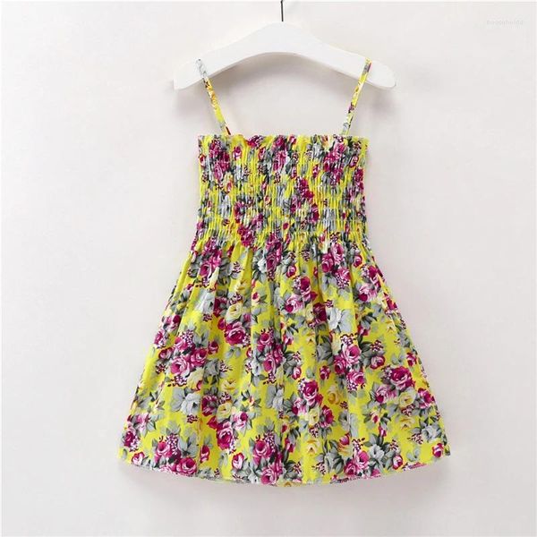 Vestidos da menina vestido de bebê 2024 verão crianças sem mangas cintas meninas algodão impressão floral princesa crianças roupas casuais