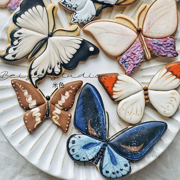 Moldes de cozimento Forma de borboleta Cookie Mold Cutter Stamp Bons Desejos PLA Plástico Fondant Sugarcraft Acessórios Mid-Outono