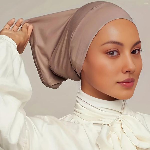 Abbigliamento etnico Semplice turbante monocromatico sottocapo Casual versatile berretto hijab modale elastico Hijab interno traspirante per esterni