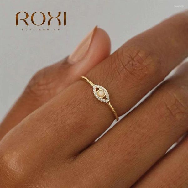 Anelli a grappolo ROXI Reale 925 Sterling Silver Evil Eye Zircone Opale Tesoro Colore oro per le donne Eleganti gioielli di fidanzamento Bijoux Femme