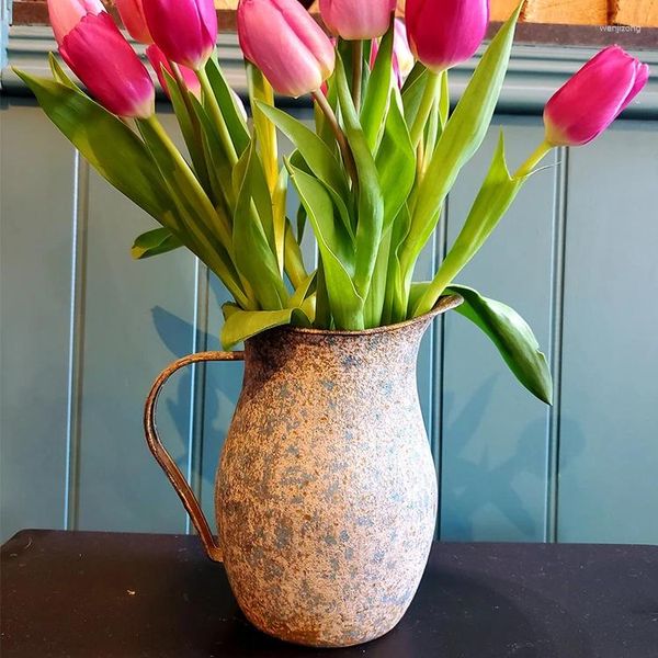 Vasen Vintage Bauernhaus großer Blumentopf Dekor für Zuhause im Freien Metallvase Hochzeiten Herzstück