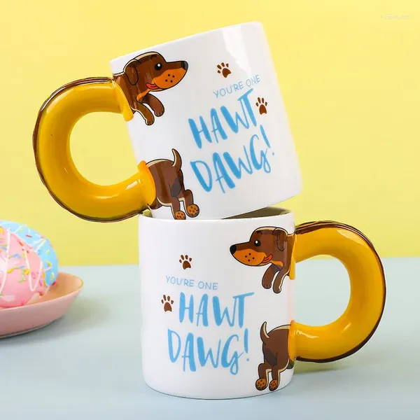 Tassen 450 ml Kreative Cartoon Wurst Haustier Hund Kaffeetasse Milch Tee Hause Persönlichkeit Keramik Geburtstag Christma Geschenk für Kinder