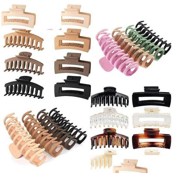 Copricapo Accessori per capelli Copricapo Accessori per capelli 2023 Nuovo Extra Large Clip per artiglio Donne Ragazze Coreano Solido Granchio Barrettes Spessa Fas Dhnxi