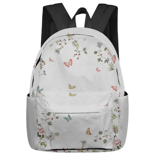 Backpack Butterfly Flower Tree Trunk Student School School Laptop Custom for Men Women Feminino Mochila
