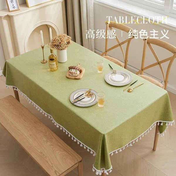 Toalha de mesa de algodão e linho, à prova d'água, resistente a óleo e lavável, estilo nórdico, tapete de chá