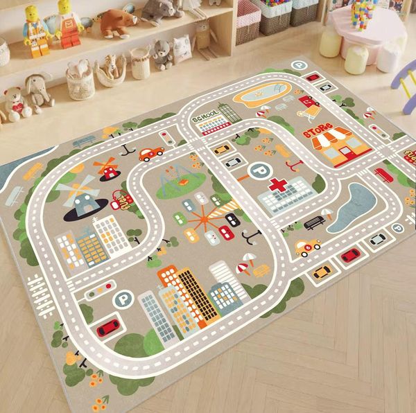 Tappeti per bambini Tappetini da gioco Bambini Parcheggio Traffico Gioca Tappetino Ragazzo Auto Cartoon Strada Pista Tappeto Vialetto Drop Delivery Ot1Vr