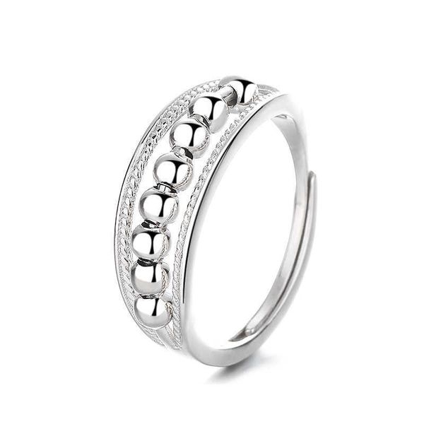 Bandringe S925 Sterling Silber Angstlinderung Perlen Aktivität Runder Kugelring Mode Offener Ring Ipbx