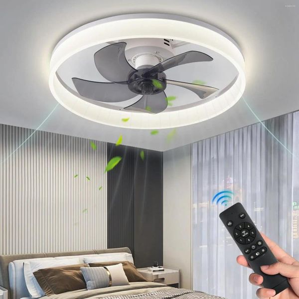 Современный потолочный вентилятор с пультом дистанционного управления, яркостью около 50 см, 3000–6500 К, светодиодная лампа с регулируемой яркостью для спальни