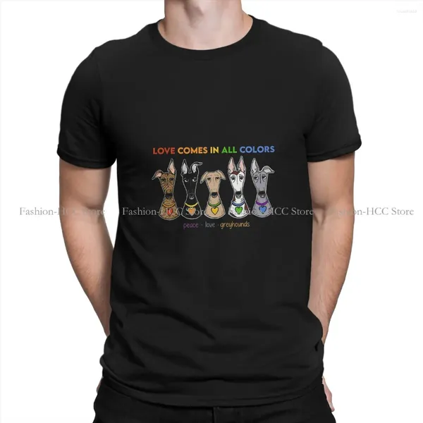 Herren T-Shirts Peace Love Pride Grafik T-Shirt Geryhound Windhunde Hund Stil Streetwear Freizeithemd Männlich T-Shirt Polyester