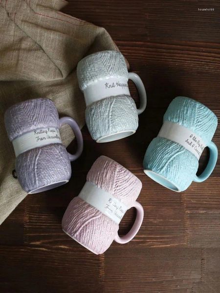 Tazze 450ML Ceramica di lana colorata con manico Caffè Latte Tè Tazze carine Home Office Bicchieri Tazza da colazione Regali per coppie