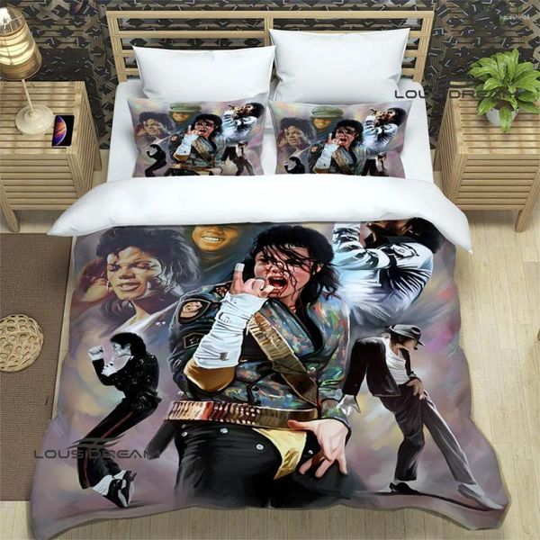 Conjuntos de cama Michael Jackson Impresso Cama Requintada Suprimentos Conjunto Capa de Edredão Consolador Presente de Aniversário de Luxo