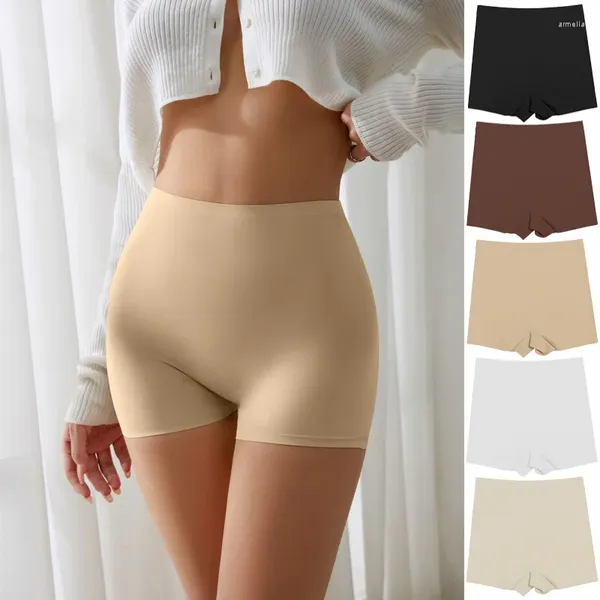 Calcinha feminina 2024 sem costura spandex gelo seda segurança shorts calças mulheres sob saia roupa interior respirável sem curling boxers para