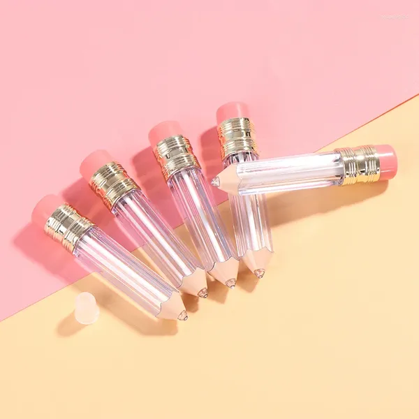 Garrafas de armazenamento 5 pcs mini lápis forma amostra cosmética diy vazio lip gloss tubo recipiente claro bálsamo tubos batom frascos recarregáveis