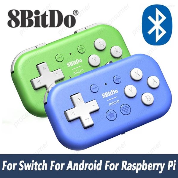 Controladores de jogo 8BitDo Micro Bluetooth Controller para NS Switch / Raspberry PI / Steam / Win / MacOS / Android Wireless Mini Pocket Gamepad