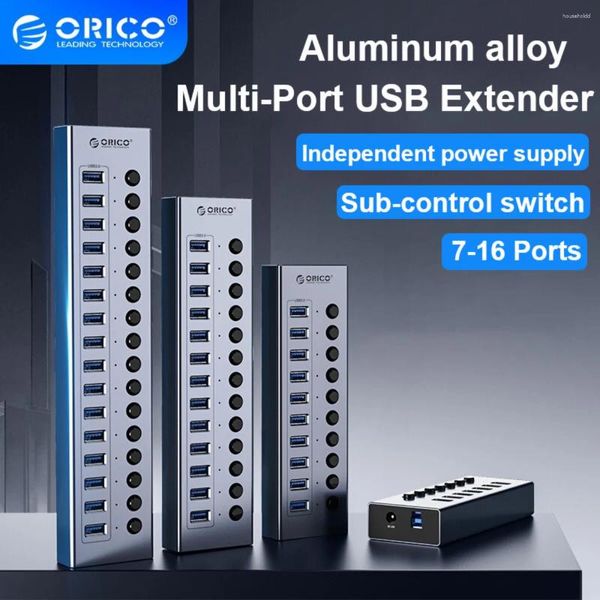 7/10/13-портовый USB-концентратор 3,0, разветвитель, адаптер питания, многопортовый удлинитель из алюминиевого сплава с переключателем для аксессуаров для ноутбуков