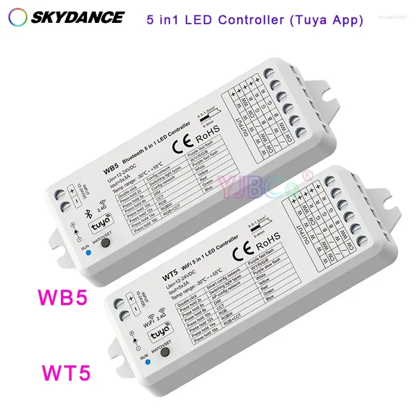Контроллеры WT5 WiFi / WB5 Bluetooth-совместимый RGB RGBW CCT Одноцветный контроллер светодиодных фонарей 5 в 1 RF Дистанционное управление Tuya 12 В 24 В