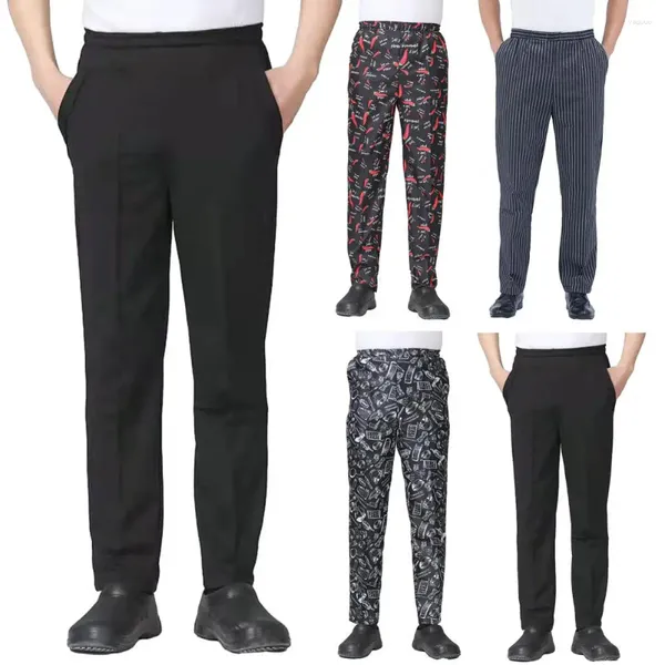 Мужские брюки 2024, брюки шеф-повара с эластичной резинкой на талии, дышащие весенне-осенние прямые брюки для ресторанного обслуживания, униформа для приготовления пищи