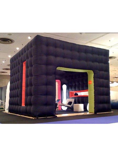 5x4m maßgeschneiderte schwarzes aufblasbares Rubik-Würfelzelt für große Veranstaltungen, Ausstellungsraum, Hochzeitsfeier, Festzelt, riesige mobile Raumstruktur mit Do