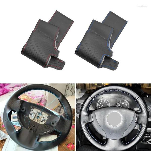 Lenkradabdeckungen Auto-Styling-Abdeckung Lederbesatz für Renault Logan 1 Sandero Symbol Clio Twingo 2 Lada Largus Nissan Almera 3 G15