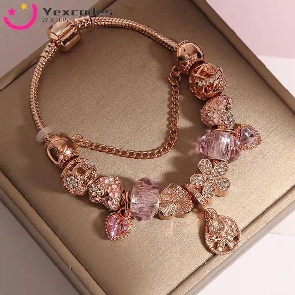 Charm Armbänder Yexcodes Lebensbaum Anhänger Familie Armband Für Frauen DIY Rose Goldene Kette Geeignet Freundschaft Freunde Geschenk