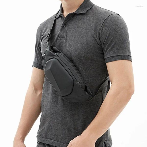 Sacos de cintura Hard Shell Fanny Pack para homens preto bolsas crossbody peito saco designer moda coreano cinto bum