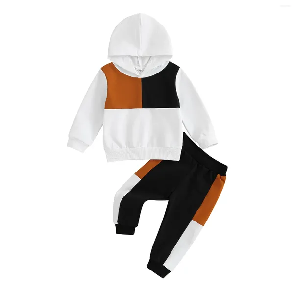 Kleidungssets 2024 0-4Y Baby Boy Casual Outfits Kontrastfarbe Langarm Hoodie Sweatshirt und elastische Hosen für Kleinkind Herbst Kleidung Set