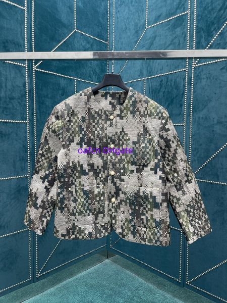 Giacca da cappotto firmata 24SS giacca da uomo lettera jacquard da donna Parigi misto peluche tweed Damoflage motivo jacquard giacca a vento da uomo di alta qualità 888