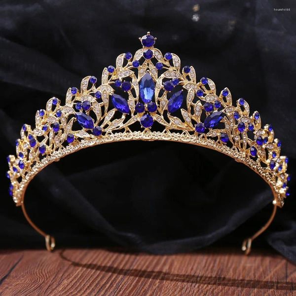 Haarspangen DIEZI Wunderschöner Luxus Bue Grün Rot Kristall Braut Tiara Krone Braut Königin Stirnbänder Hochzeit Schmuck Zubehör