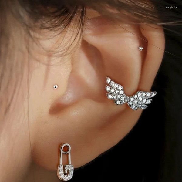 Rücken Ohrringe Korean Trendy Flügel Ohr Manschette Ohne Piercing Clip Für Frauen Elegant Funkelnden Zirkon Pin Hochzeit Schmuck