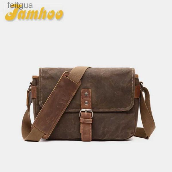 Bolsa para câmera acessórios Jamhoo Retro Bolsa à prova d'água Pacotes de fotografia Dslr Ombro Sling Case para Canvas Mini Single Messeng YQ240204