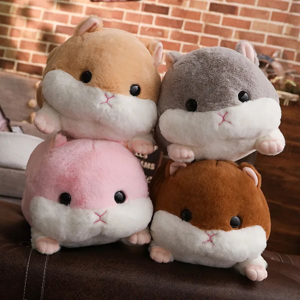 50cm fofo hamster rato brinquedo de pelúcia de pelúcia de pelúcia de travesseiro hamtaro de travesseiro de mão adorável para crianças para crianças Presente de Natal 240118