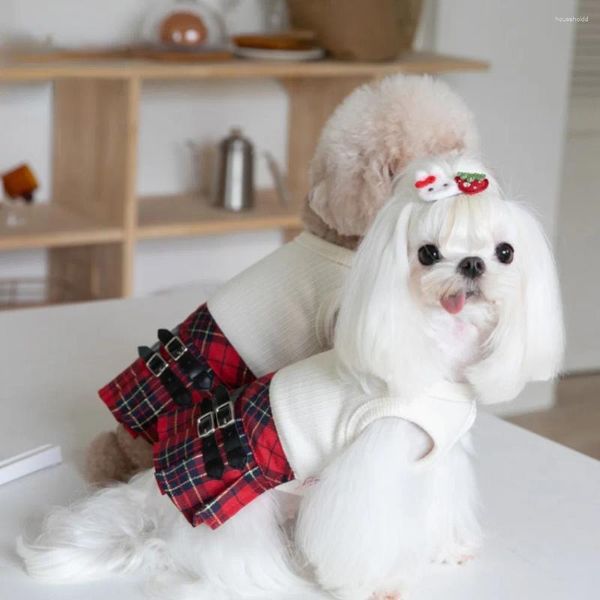 Abbigliamento per cani Autunno/Inverno Gonna scozzese per animali domestici Vestito carino Teddy Bichon Vestiti per cuccioli maltesi per cani di piccola taglia