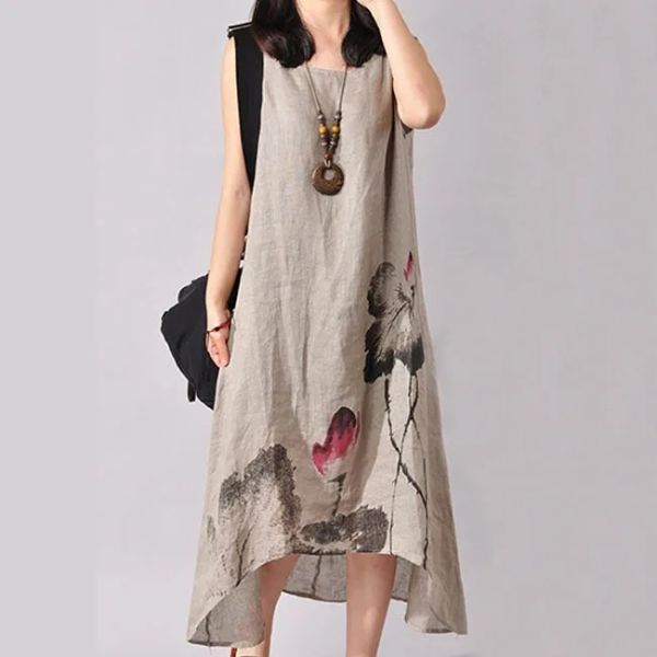 Kleider Leinen Vintage Lange Umstandskleider Kleidung für Schwangere Frauen Kleidung Chinesischen Stil Print Plus Size Kleid
