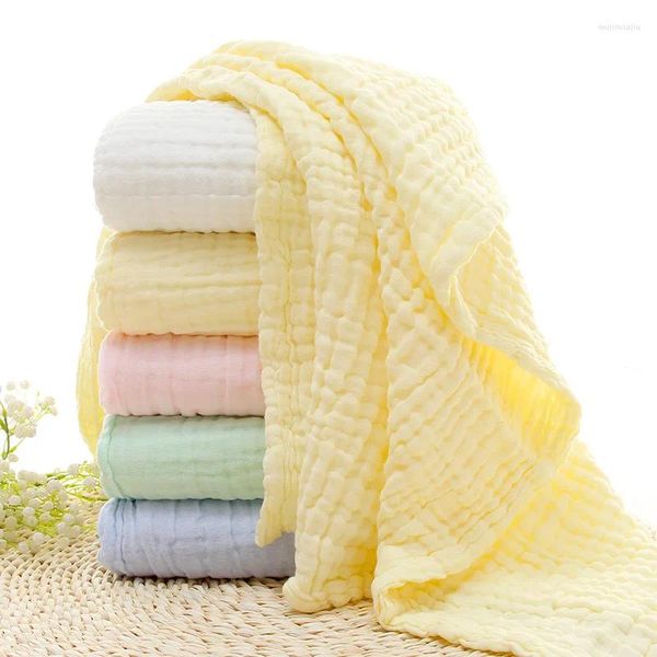 Cobertores toalha de banho do bebê 6 camadas cor sólida musselina toalhas de algodão neonatal criança absorver cobertor swaddle envoltório cama