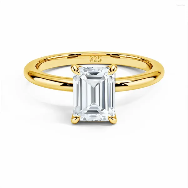 Кластерные кольца с сертификатом Moissanite Ring Emerald Cut 3ct 7 9 мм каменное серебро 925 Pass Diamon